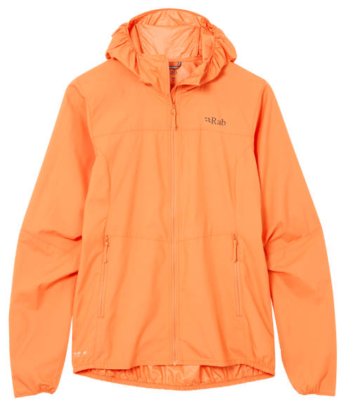 Ein gelbe Windjacke der Firma Rab